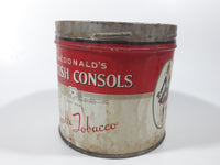 Vintage W.C. Macdonald's British Consols Cigarette Tobacco Red & White Tin Can - No lid