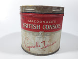 Vintage W.C. Macdonald's British Consols Cigarette Tobacco Red & White Tin Can - No lid