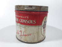 Vintage W.C. Macdonald's British Consols Cigarette Tobacco Red & White Tin Can - No lid