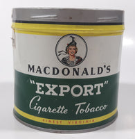 Vintage Macdonald's Export Finest Virginia Cigarette Tobacco 8 oz Metal Tin Can No Lid