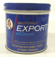 Vintage Macdonald Export Medium Cigarette Tobacco Dark Blue Tin Metal Can