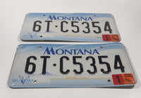 Matching Set of 2000 Montana Big Sky Light Blue and White with Blue Letters Vehicle License Plate with 2003 Tags 6T C5354