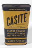 Vintage Casite with Every Oil Change Sludge Solvent For Easy Starting Motor Break-In Motor Tune-Up One Imperial Pint Yellow and Black Metal Container FULL