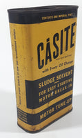 Vintage Casite with Every Oil Change Sludge Solvent For Easy Starting Motor Break-In Motor Tune-Up One Imperial Pint Yellow and Black Metal Container FULL