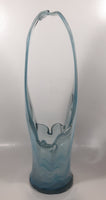 Vintage Blue and White Swirl 17 1/2" Tall Art Glass Basket