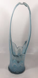 Vintage Blue and White Swirl 17 1/2" Tall Art Glass Basket