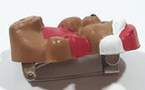 Brown Teddy Bear Wearing Santa Claus Hat 3/4" x 1 1/4" Resin Christmas Brooch Pin