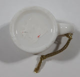 Snowman Themed Miniature 1 1/8" Tall White Ceramic Mug Cup Hanging Christmas Tree Ornament