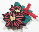 Red Poinsettia Flower 3 1/4" x 4" Embroidered Fabric Fridge Magnet