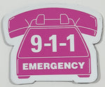911 Emergency Pink Telephone Shaped 1 1/2" x 1 7/8" Thin Rubber Fridge Magnet