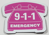 911 Emergency Pink Telephone Shaped 1 1/2" x 1 7/8" Thin Rubber Fridge Magnet