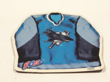 Pogo San Jose Sharks NHL Ice Hockey Team Jersey Shaped 2 1/2" x 2 1/2" Thin Rubber Fridge Magnet