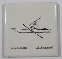 Kayak Hunter A. Kaanark 2 3/8" x 2 3/8" Ceramic Tile Fridge Magnet
