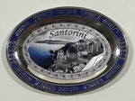 Santorini Greece Dark Blue Enamel Metal Oval Shaped 2" x 2 3/4" Fridge Magnet