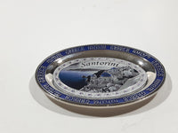 Santorini Greece Dark Blue Enamel Metal Oval Shaped 2" x 2 3/4" Fridge Magnet