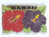 Hawaii Hibiscus Flower Themed 1 1/4" x 2" Enamel Metal Fridge Magnet