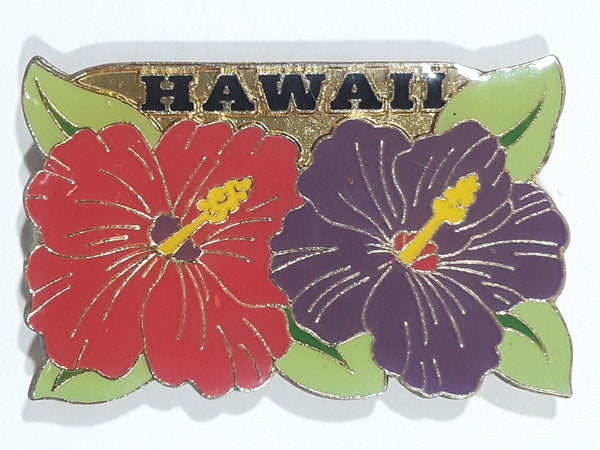 Hawaii Hibiscus Flower Themed 1 1/4" x 2" Enamel Metal Fridge Magnet