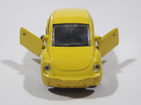 Volkswagen Beetle Bug Yellow Pull Back Die Cast Toy Car Vehicle with Opening Doors