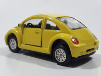 Volkswagen Beetle Bug Yellow Pull Back Die Cast Toy Car Vehicle with Opening Doors