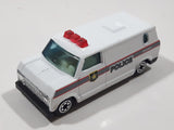 Vintage Yatming No. 1501 Ford Econoline E-150 Police Emergency White Van Die Cast Toy Car Emergency Rescue Vehicle
