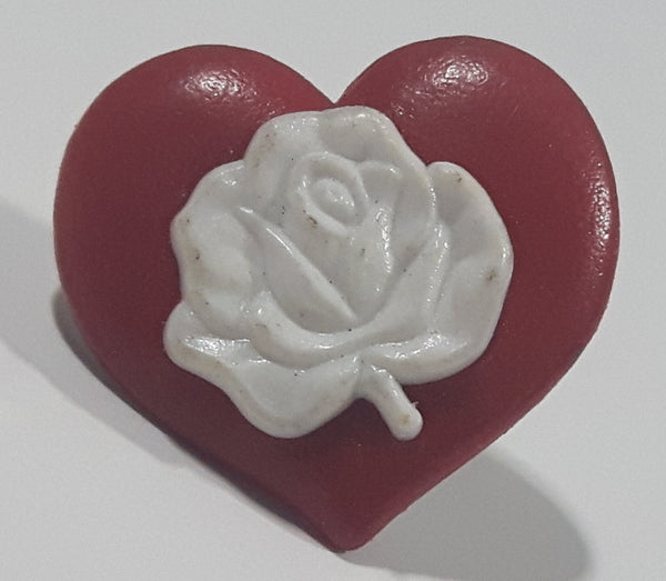 Red Heart with White Rose 1/2" x 1/2" Plastic Lapel Pin