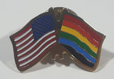 USA American and Gay Pride Rainbow Flag 5/8" x 7/8" Enamel Metal Lapel Pin