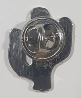 Blue Cactus Shaped 3/4" x 7/8" Tiny Stone Chip Inlay Metal Lapel Pin