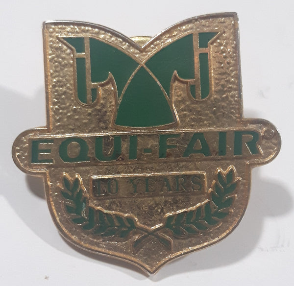 Equi-Fair 10 Years Horse Head and Laurel Branch Themed 1" x 1" Enamel Metal Lapel Pin