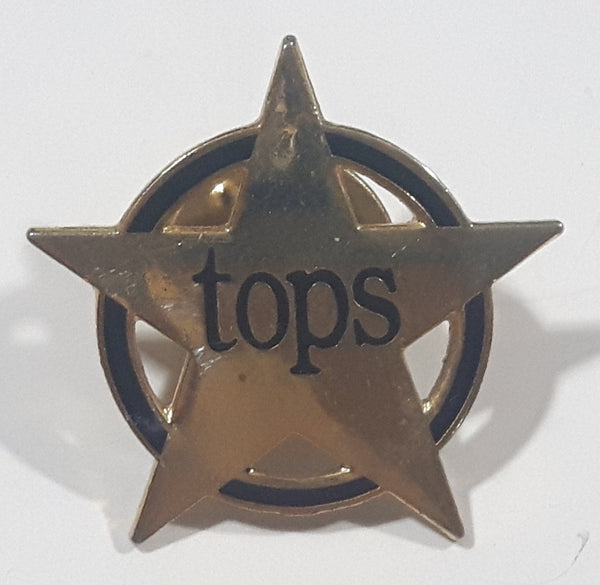 Tops Star Badge 1" x 1" Gold Tone Metal Lapel Pin