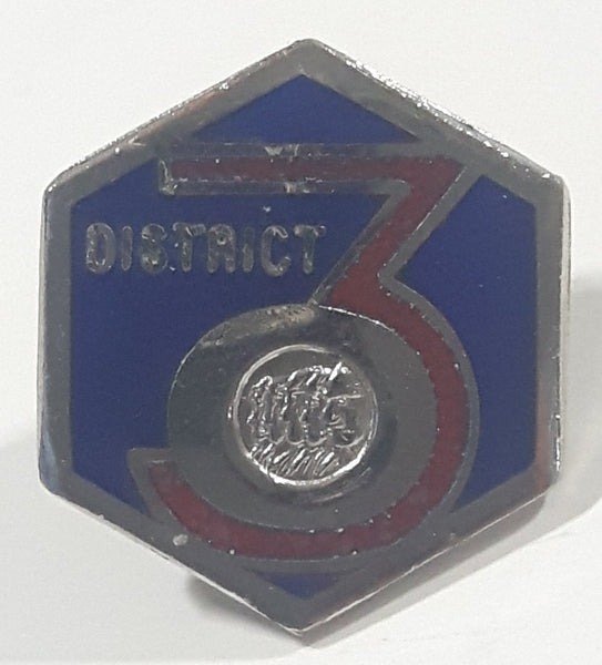 District 3 Miners or Ironworkers Five Heads with Helmets 5/8" x 7/8" Enamel Metal Lapel Pin