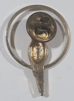Parrot Perched in Hoop 1" x 1 3/8" Gold Tone Metal Lapel Pin
