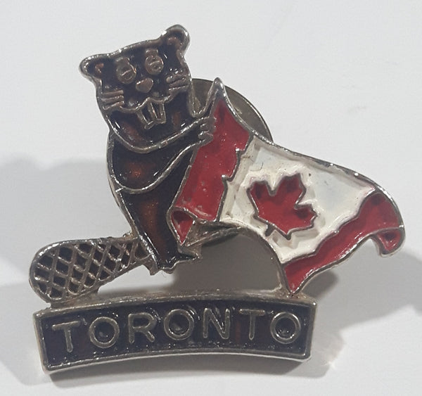Toronto Beaver with Canadian Flag 7/8" x 1" Enamel Metal Lapel Pin
