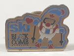 Ski Black Comb Mountain 3/4" x 7/8" Enamel Metal Lapel Pin