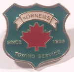 Kornell's Towing Service Since 1959 Red Maple Leaf Themed Green Crest Shaped 3/4" x 3/4" Enamel Metal Lapel Pin Nepean, Ontario