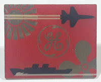 GE General Electric Fighter Jet Warship Flower and Sun Themed Red 3/4" x 1" Metal Lapel Pin