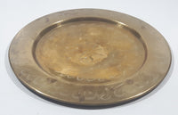 Vintage Engraved Brass Set of 4 Wine Cups and 9" Engraved Brass Serving Tray