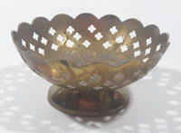 Vintage Ornate Engraved Brass 4 3/4" Wide Pedestal Candy Dish