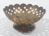 Vintage Ornate Engraved Brass 4 3/4" Wide Pedestal Candy Dish