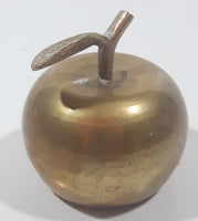 Vintage Brass Metal 2 3/8" Tall Apple with Leaf