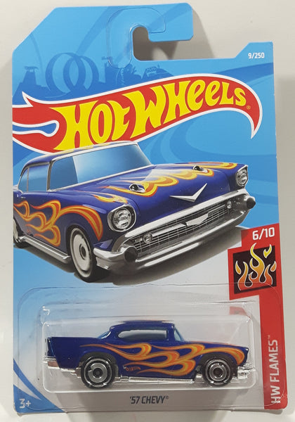 2019 Hot Wheels HW Flames '57 Chevy Dark Blue Die Cast Toy Car Vehicle New In Package