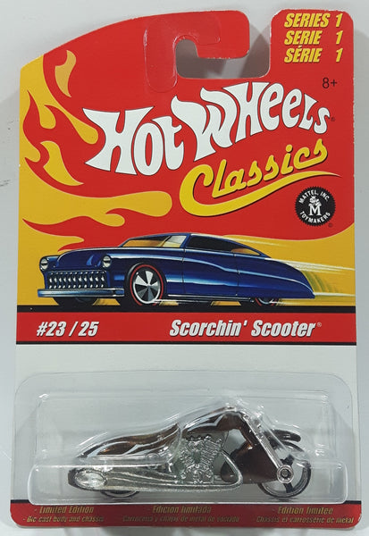 2005 Hot Wheels Classics Series 1 Scorchin' Scooter Spectraflame Brown Die Cast Toy Motor Cycle New in Package