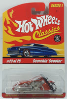 2005 Hot Wheels Classics Series 1 Scorchin' Scooter Spectraflame Orange Die Cast Toy Motor Cycle New in Package