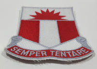 U.S. Army 321st Engineer Battalion Semper Tentare Red and White 3 1/8" x 3 1/2" Fabric Military Insignia Patch Badge