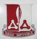 U.S. Army 871st Airborne Engineer Battalion Nada Impossible Red and White 3 1/8" x 3 1/2" Fabric Military Insignia Patch Badge