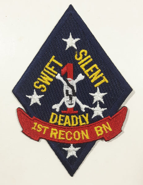 USMC Marines 1st Recon BN Battallion Swift Silent Deadly 3" x 4 1/4" Fabric Military Insignia Patch Badge