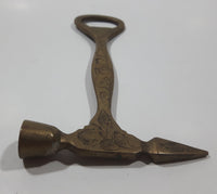 Antique Hammer Ice Pick Engraved Solid Brass Metal Bottle Opener
