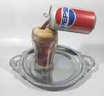 Super Rare 1980s Pepsi Cola Frozen Moments of Aspen Floating Pouring Can and Glass Cup Illusion on Metal Serving Tray