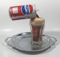 Super Rare 1980s Pepsi Cola Frozen Moments of Aspen Floating Pouring Can and Glass Cup Illusion on Metal Serving Tray