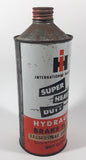 Rare Vintage International Harvester Super Heavy Duty Hydraulic Brake Fluid 997 027 R1 One Quart Metal Can Near Full