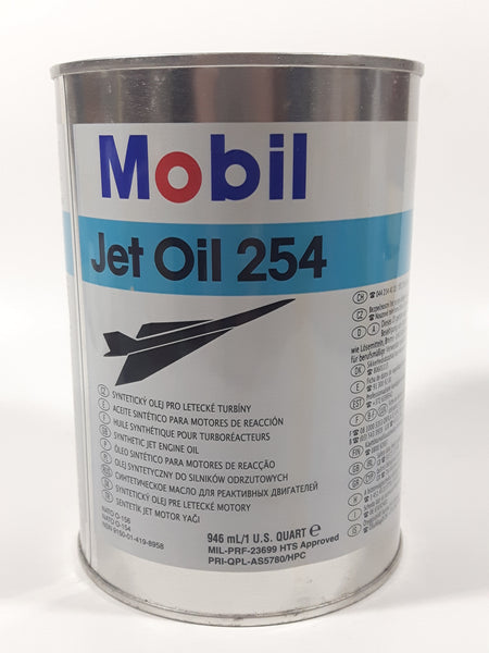 Mobil Jet Oil 254 946 mL 1 U.S. Quart Metal Can Full